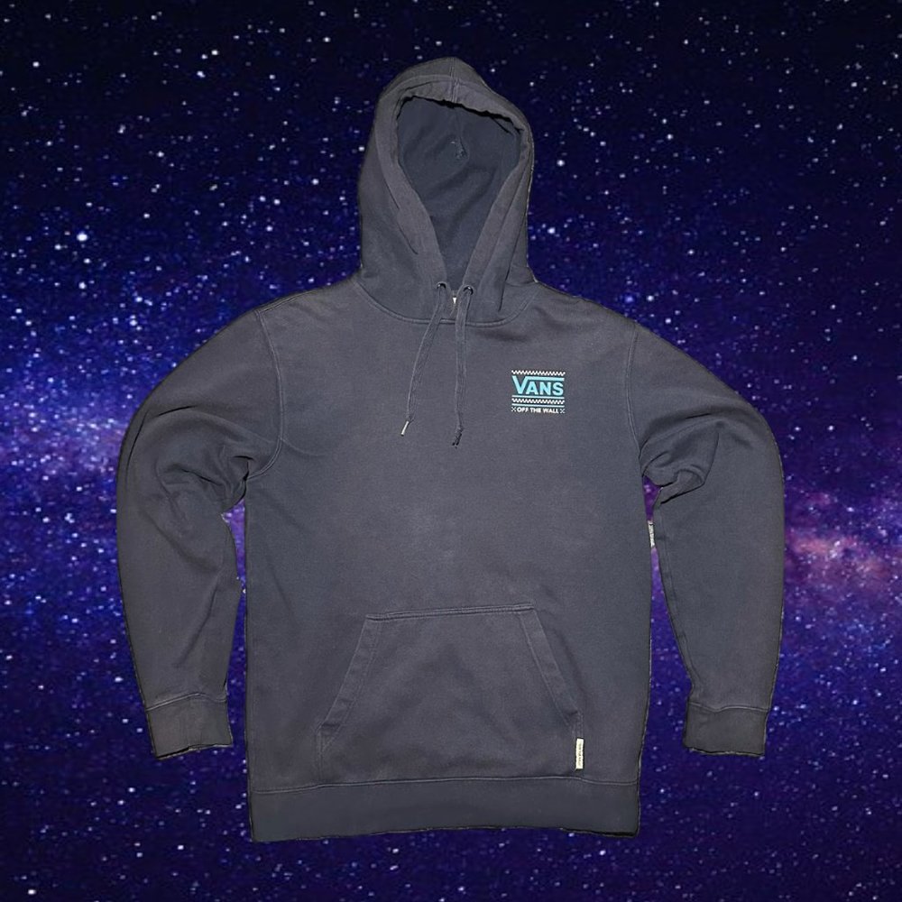 Navy Blue Checked Pattern Logo Vans Hoodie